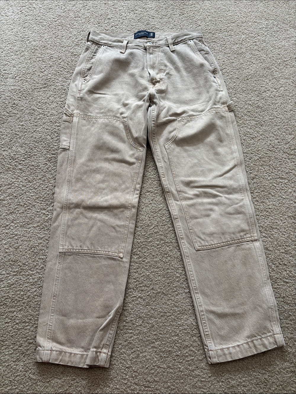 Abercrombie & Fitch Men's Carpenter Work Pants in Beige size 29W 30L